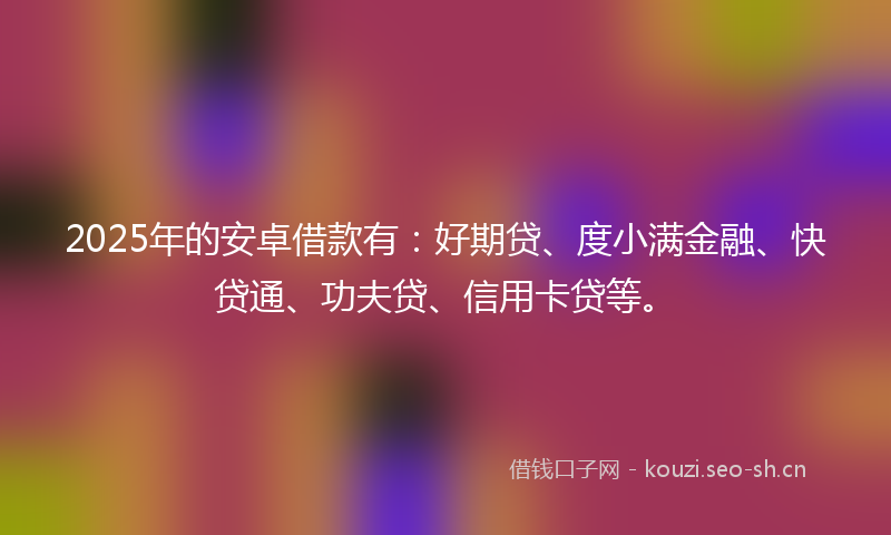 2025年的安卓借款有：好期贷、度小满金融、快贷通、功夫贷、信用卡贷等。