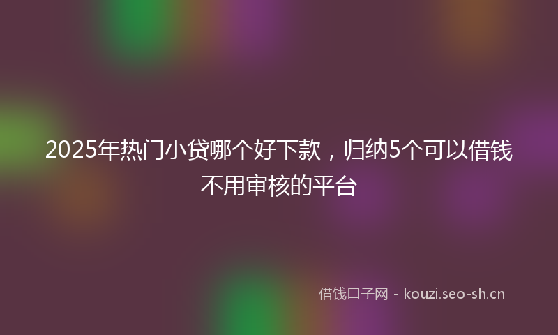 2025年热门小贷哪个好下款，归纳5个可以借钱不用审核的平台