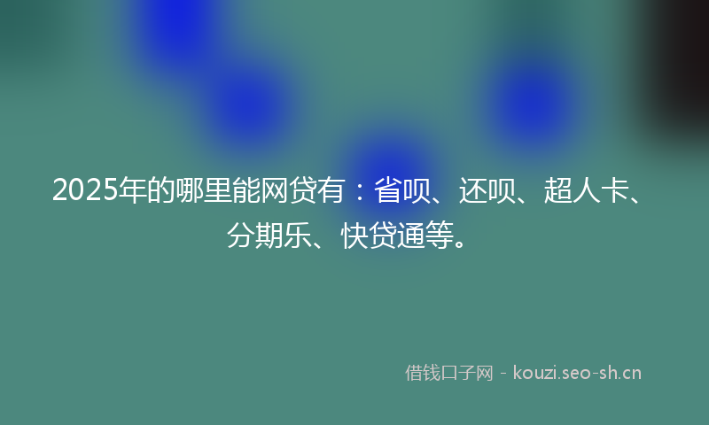 2025年的哪里能网贷有：省呗、还呗、超人卡、分期乐、快贷通等。