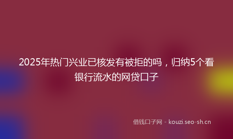2025年热门兴业已核发有被拒的吗，归纳5个看银行流水的网贷口子