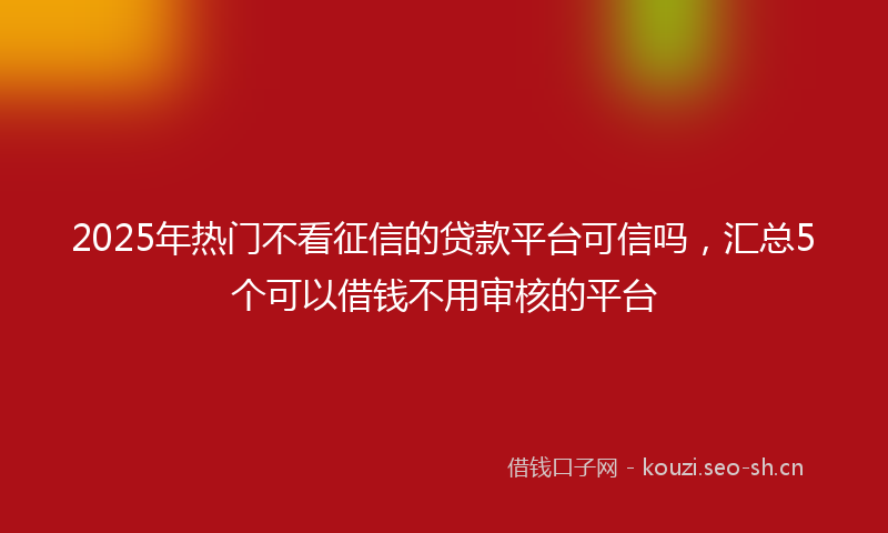2025年热门不看征信的贷款平台可信吗，汇总5个可以借钱不用审核的平台