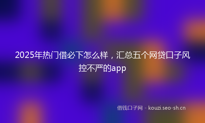 2025年热门借必下怎么样，汇总五个网贷口子风控不严的app