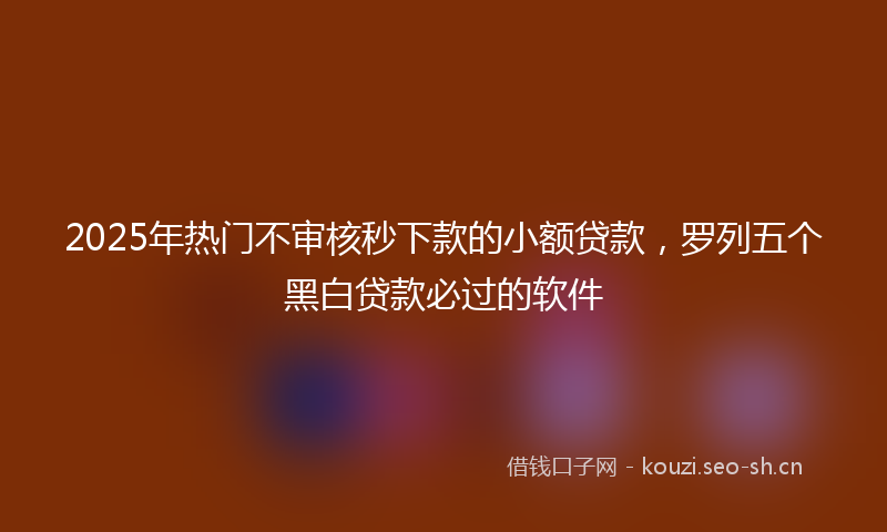 2025年热门不审核秒下款的小额贷款，罗列五个黑白贷款必过的软件