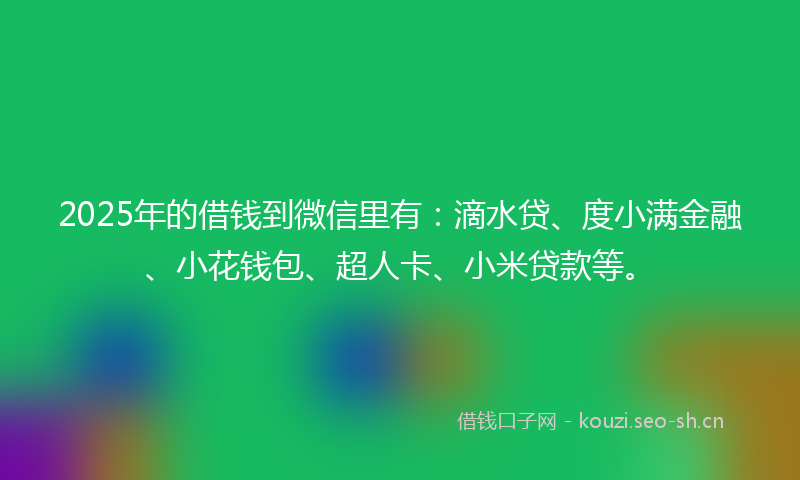 2025年的借钱到微信里有：滴水贷、度小满金融、小花钱包、超人卡、小米贷款等。