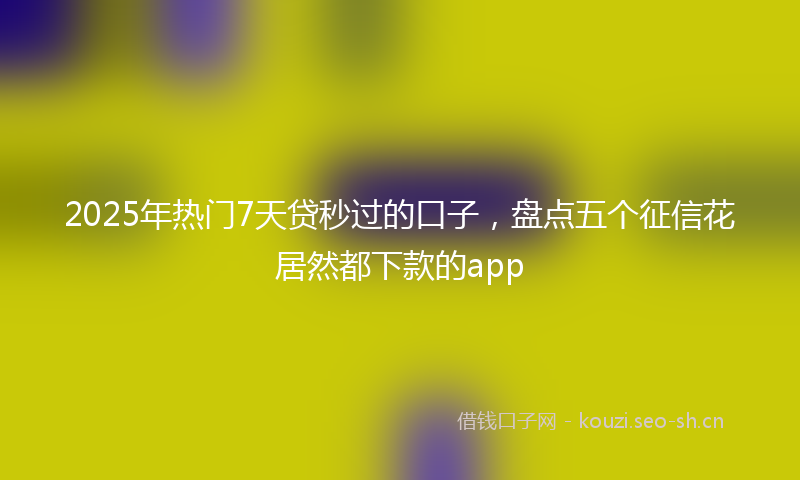 2025年热门7天贷秒过的口子，盘点五个征信花居然都下款的app