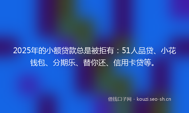 2025年的小额贷款总是被拒有：51人品贷、小花钱包、分期乐、替你还、信用卡贷等。