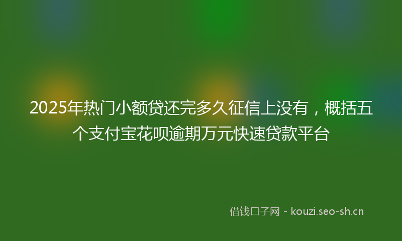 2025年热门小额贷还完多久征信上没有，概括五个支付宝花呗逾期万元快速贷款平台