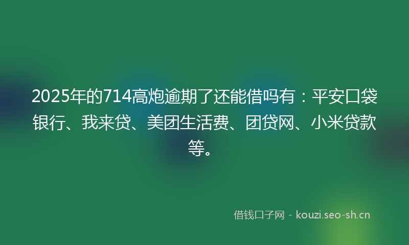 2025年的714高炮逾期了还能借吗有：平安口袋银行、我来贷、美团生活费、团贷网、小米贷款等。