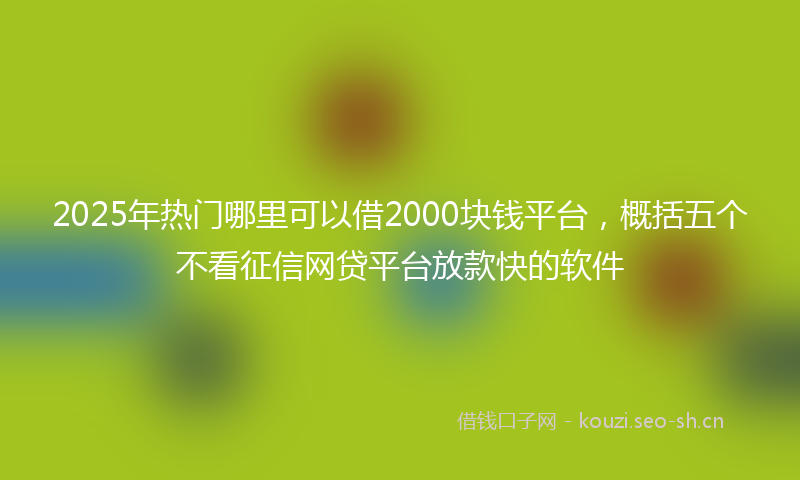 2025年热门哪里可以借2000块钱平台，概括五个不看征信网贷平台放款快的软件