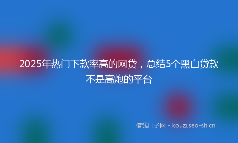 2025年热门下款率高的网贷，总结5个黑白贷款不是高炮的平台