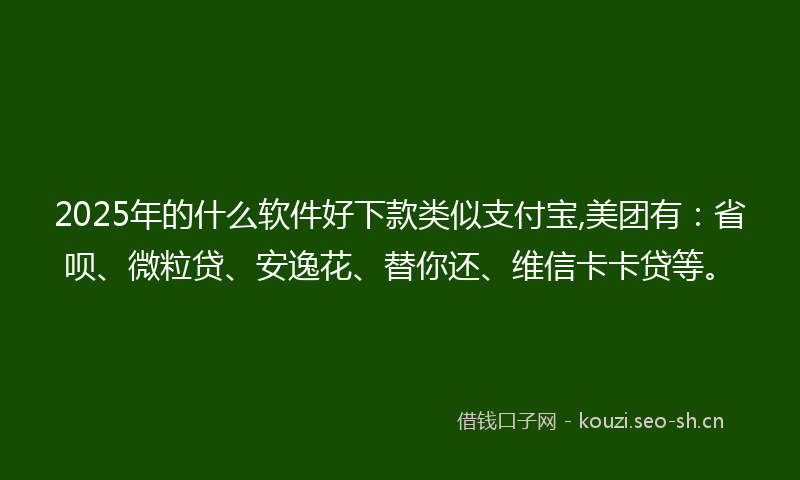 2025年的什么软件好下款类似支付宝,美团有：省呗、微粒贷、安逸花、替你还、维信卡卡贷等。