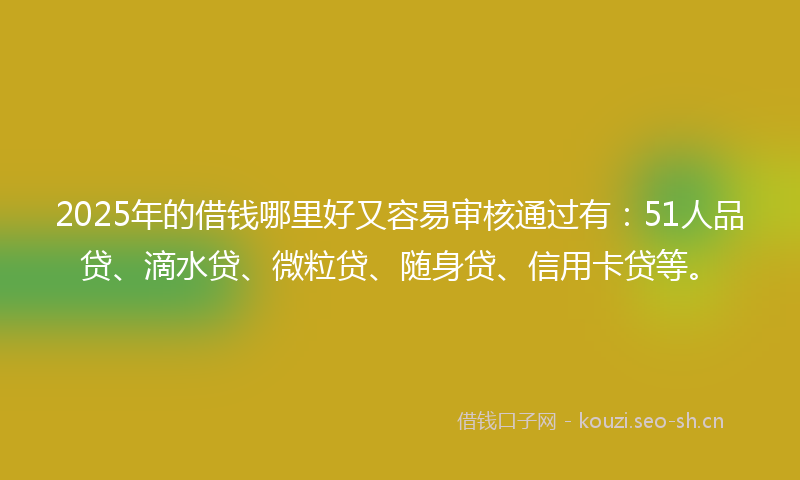 2025年的借钱哪里好又容易审核通过有：51人品贷、滴水贷、微粒贷、随身贷、信用卡贷等。