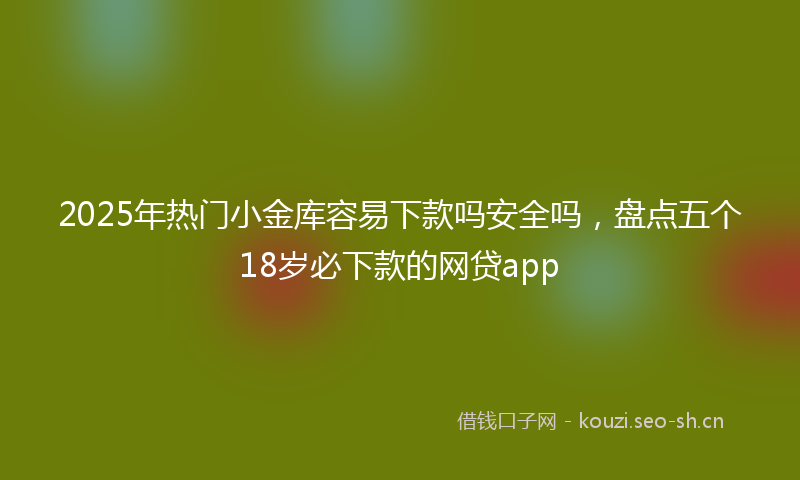 2025年热门小金库容易下款吗安全吗，盘点五个18岁必下款的网贷app