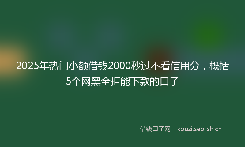 2025年热门小额借钱2000秒过不看信用分，概括5个网黑全拒能下款的口子