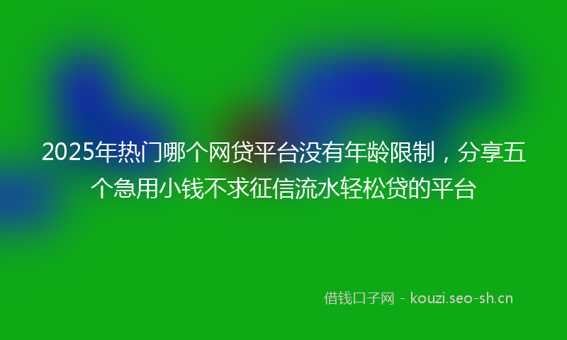 2025年热门哪个网贷平台没有年龄限制，分享五个急用小钱不求征信流水轻松贷的平台