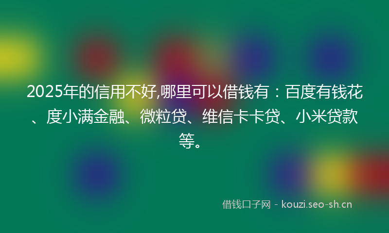 2025年的信用不好,哪里可以借钱有：百度有钱花、度小满金融、微粒贷、维信卡卡贷、小米贷款等。