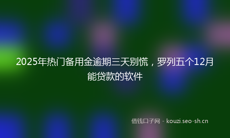 2025年热门备用金逾期三天别慌，罗列五个12月能贷款的软件