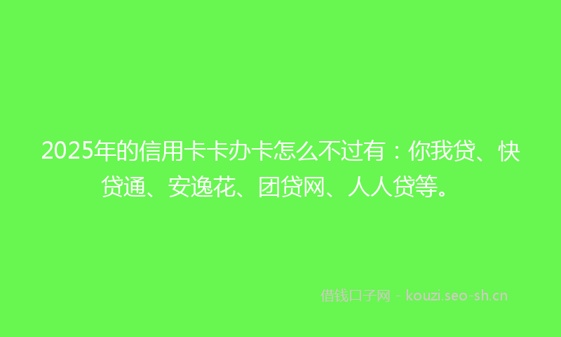 2025年的信用卡卡办卡怎么不过有：你我贷、快贷通、安逸花、团贷网、人人贷等。