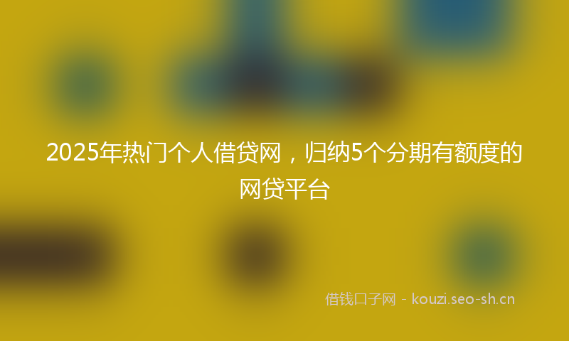 2025年热门个人借贷网，归纳5个分期有额度的网贷平台