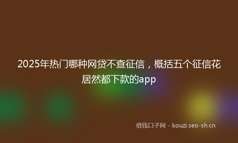 2025年热门哪种网贷不查征信，概括五个征信花居然都下款的app