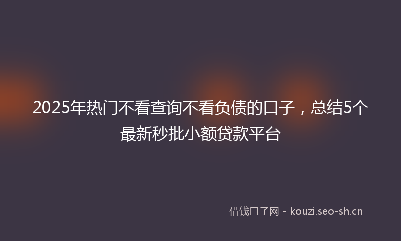 2025年热门不看查询不看负债的口子，总结5个最新秒批小额贷款平台