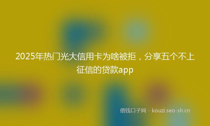 2025年热门光大信用卡为啥被拒，分享五个不上征信的贷款app