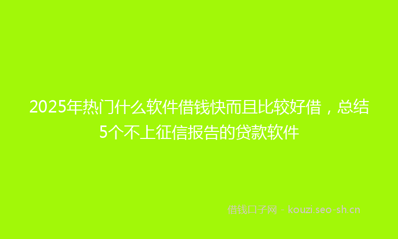 2025年热门什么软件借钱快而且比较好借，总结5个不上征信报告的贷款软件