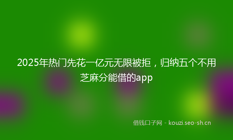 2025年热门先花一亿元无限被拒，归纳五个不用芝麻分能借的app