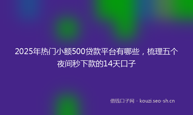 2025年热门小额500贷款平台有哪些，梳理五个夜间秒下款的14天口子