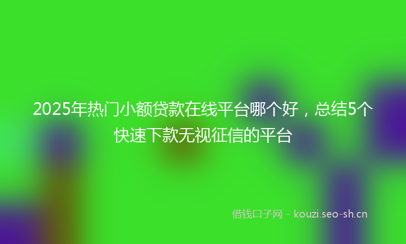 2025年热门小额贷款在线平台哪个好，总结5个快速下款无视征信的平台