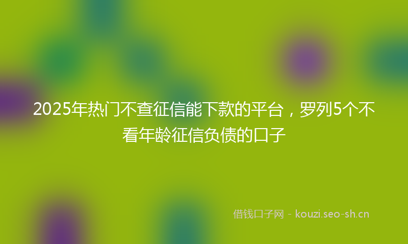 2025年热门不查征信能下款的平台，罗列5个不看年龄征信负债的口子