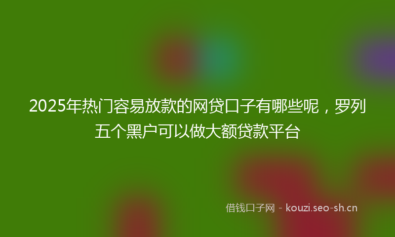 2025年热门容易放款的网贷口子有哪些呢，罗列五个黑户可以做大额贷款平台