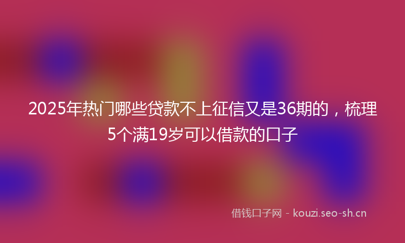 2025年热门哪些贷款不上征信又是36期的，梳理5个满19岁可以借款的口子