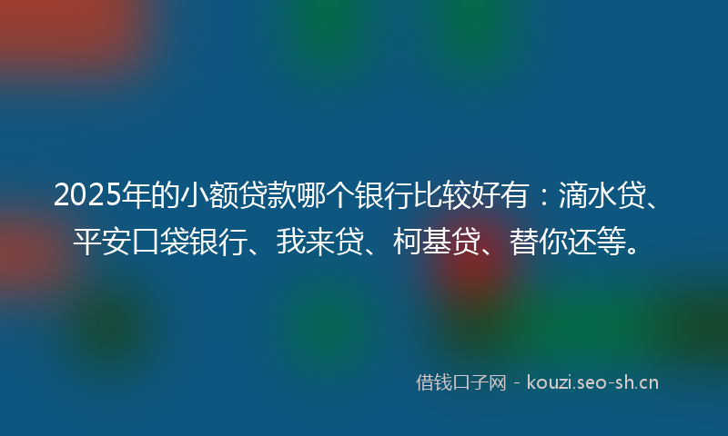 2025年的小额贷款哪个银行比较好有：滴水贷、平安口袋银行、我来贷、柯基贷、替你还等。