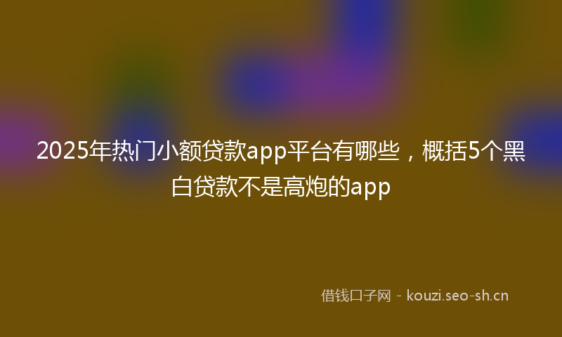 2025年热门小额贷款app平台有哪些，概括5个黑白贷款不是高炮的app