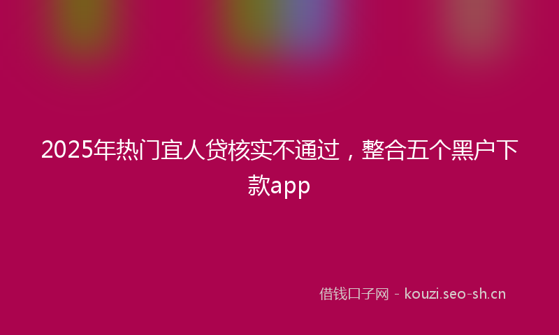 2025年热门宜人贷核实不通过，整合五个黑户下款app