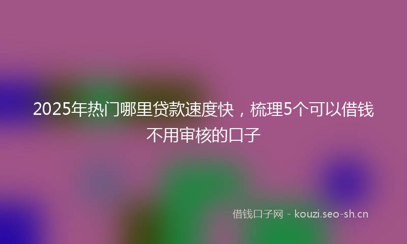 2025年热门哪里贷款速度快，梳理5个可以借钱不用审核的口子
