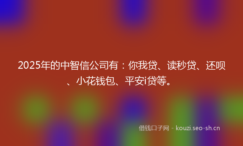 2025年的中智信公司有：你我贷、读秒贷、还呗、小花钱包、平安i贷等。