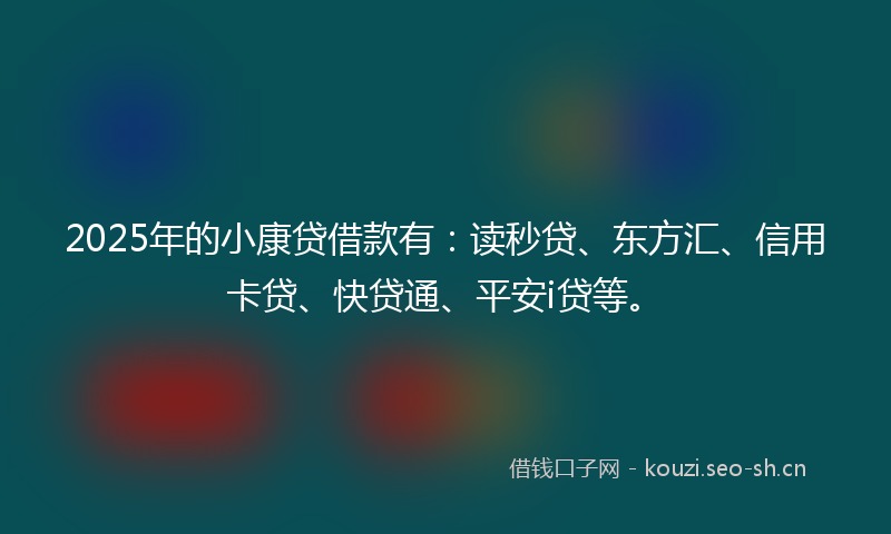 2025年的小康贷借款有：读秒贷、东方汇、信用卡贷、快贷通、平安i贷等。
