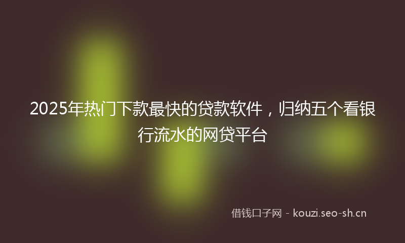 2025年热门下款最快的贷款软件，归纳五个看银行流水的网贷平台