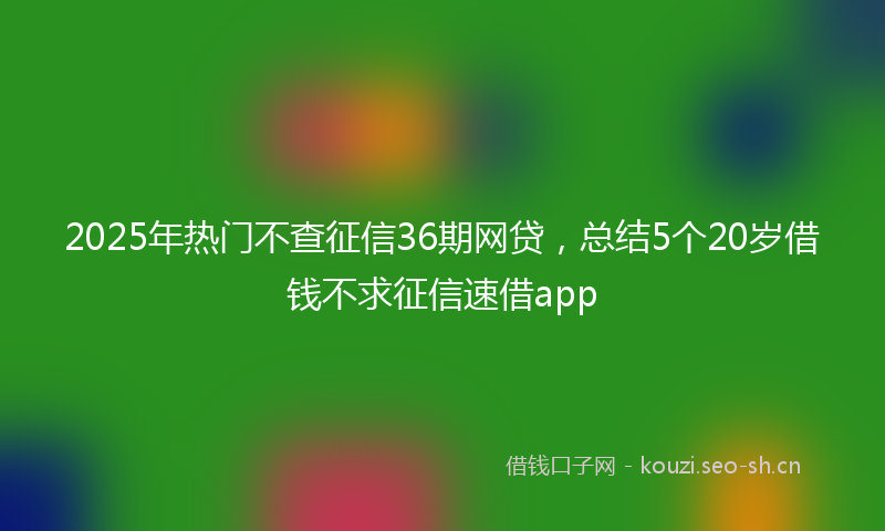 2025年热门不查征信36期网贷，总结5个20岁借钱不求征信速借app