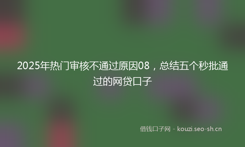 2025年热门审核不通过原因08，总结五个秒批通过的网贷口子
