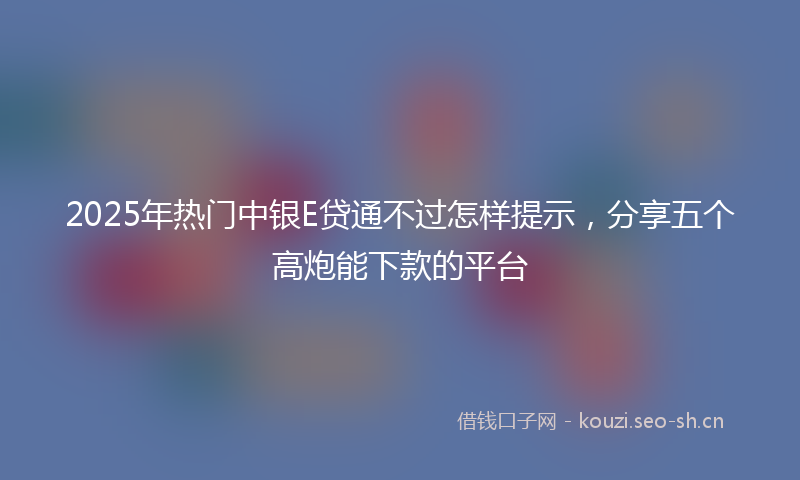 2025年热门中银E贷通不过怎样提示，分享五个高炮能下款的平台