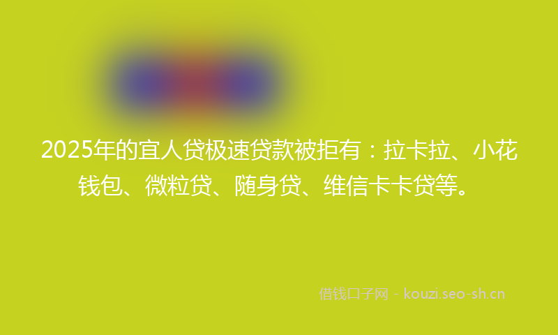 2025年的宜人贷极速贷款被拒有：拉卡拉、小花钱包、微粒贷、随身贷、维信卡卡贷等。