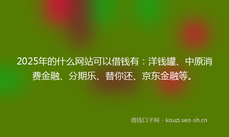 2025年的什么网站可以借钱有：洋钱罐、中原消费金融、分期乐、替你还、京东金融等。