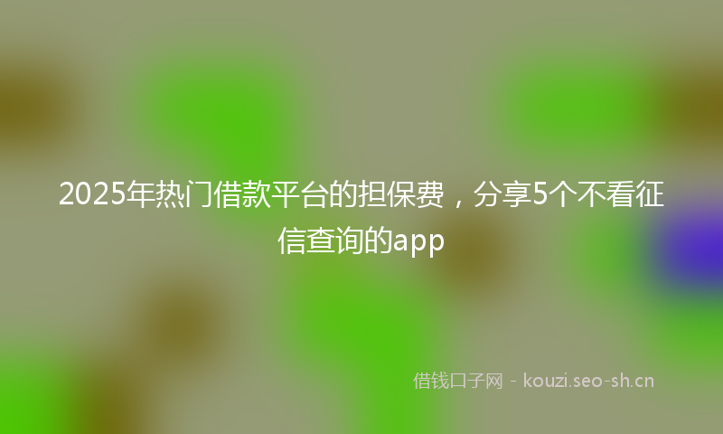 2025年热门借款平台的担保费，分享5个不看征信查询的app
