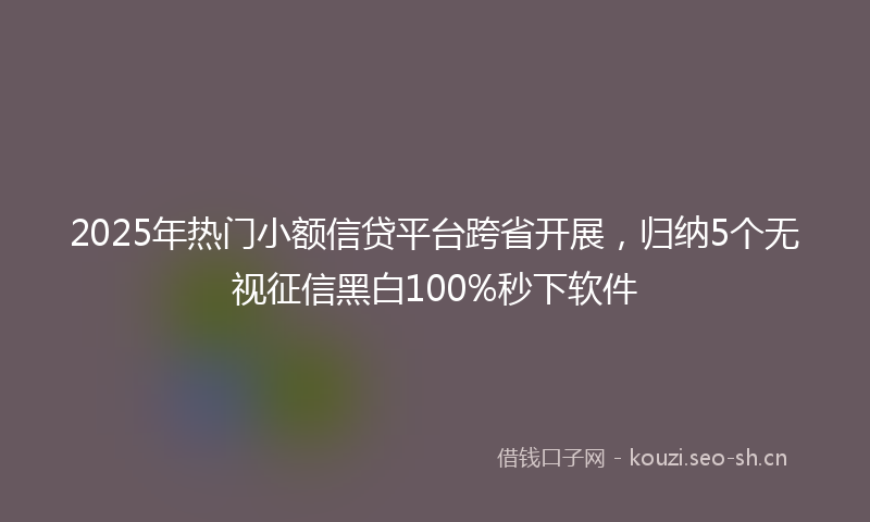 2025年热门小额信贷平台跨省开展，归纳5个无视征信黑白100%秒下软件