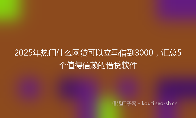 2025年热门什么网贷可以立马借到3000，汇总5个值得信赖的借贷软件