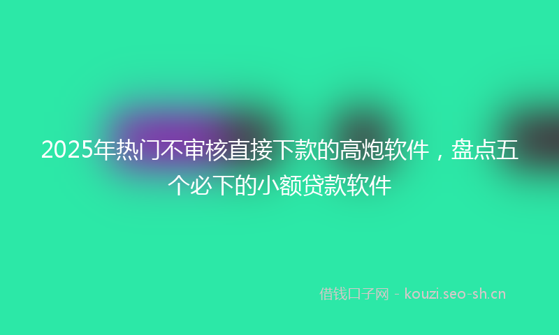 2025年热门不审核直接下款的高炮软件，盘点五个必下的小额贷款软件