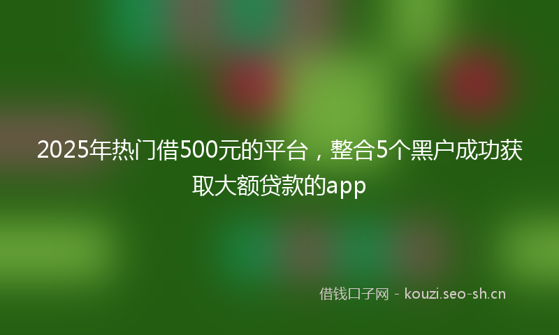 2025年热门借500元的平台，整合5个黑户成功获取大额贷款的app